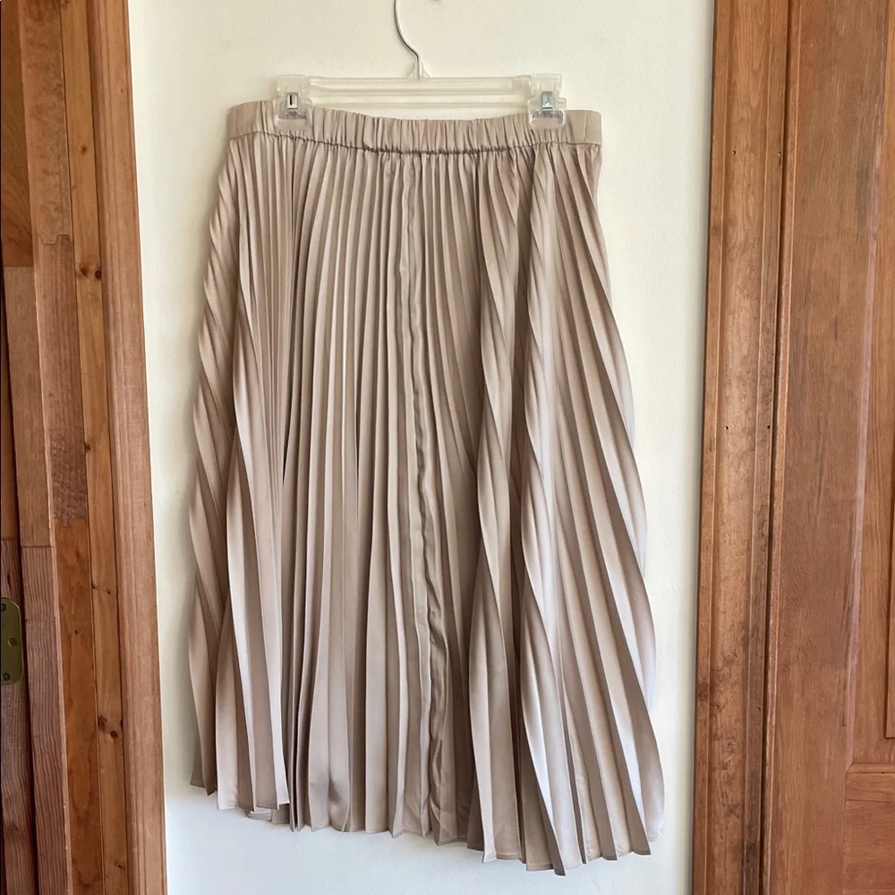J. CREW Gwyneth Pleated Midi Slip Elastic Waist Band Skirt Champage Medium